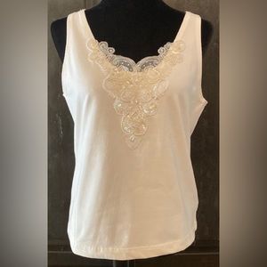 Pretty Things white with sequins tank top- Xlarge